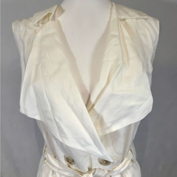 White House Black Market luster twill white sleeves trench coat size medium NWT - Picture 6 of 12